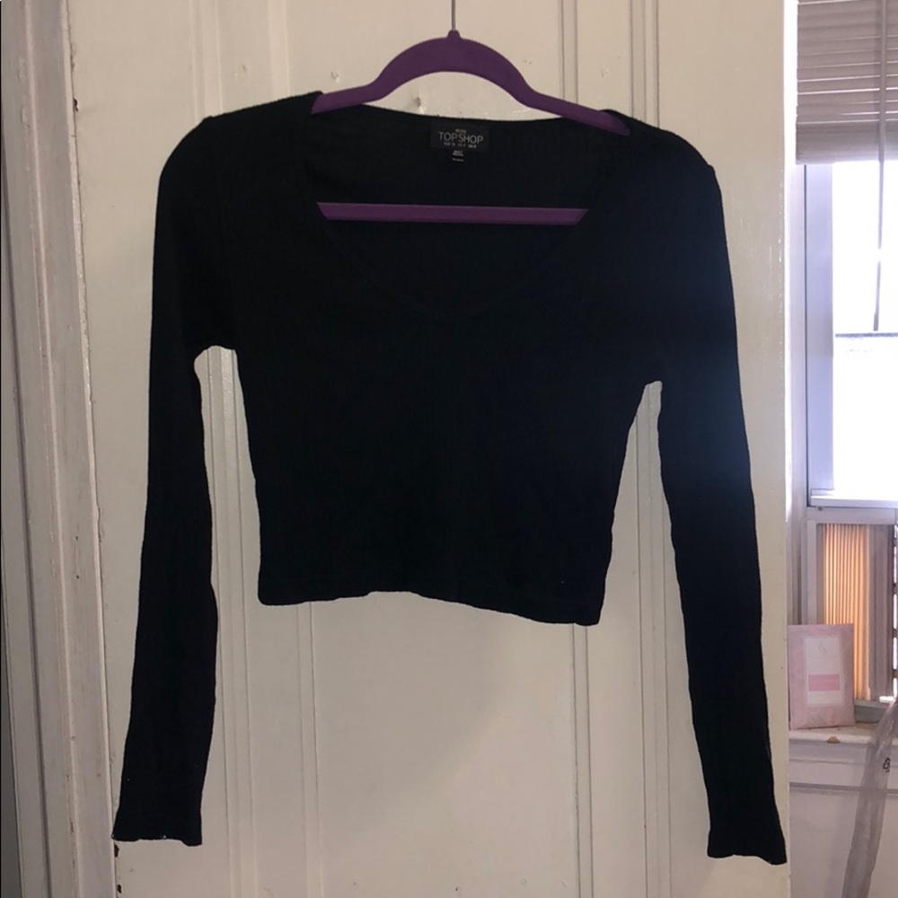TOP SHOP LONG SLEEVE CROP TOP